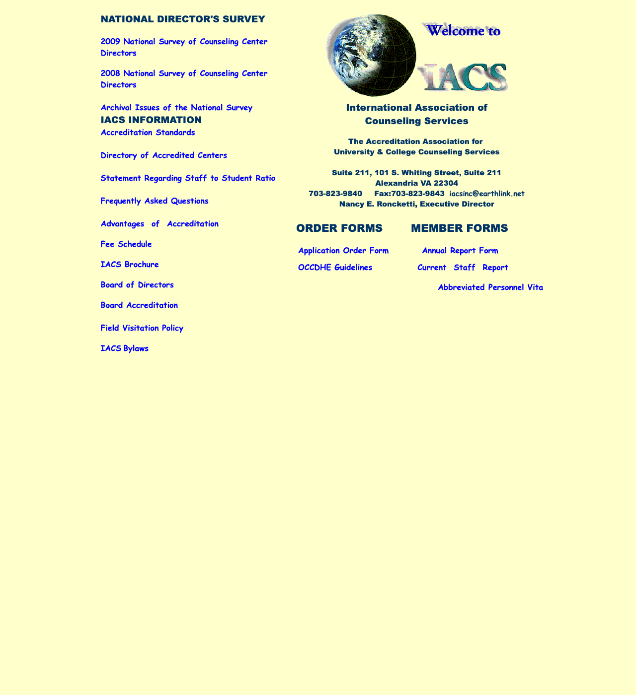 Captura de International Association of Counseling Services - IACS del 25 de enero de 2010