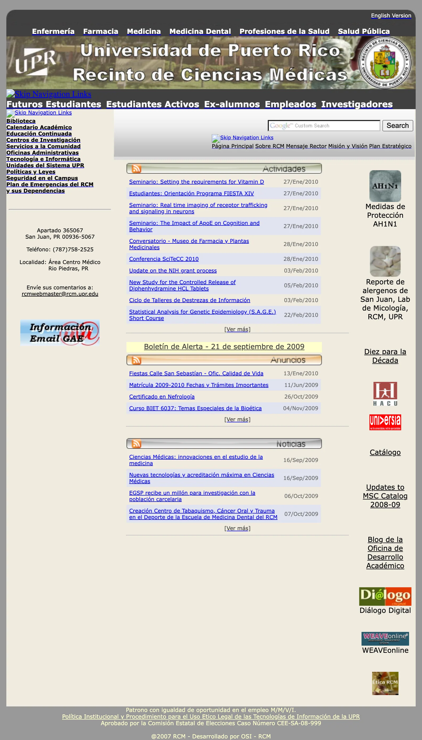 Captura de Recinto de Ciencias Médicas del 27 de enero de 2010