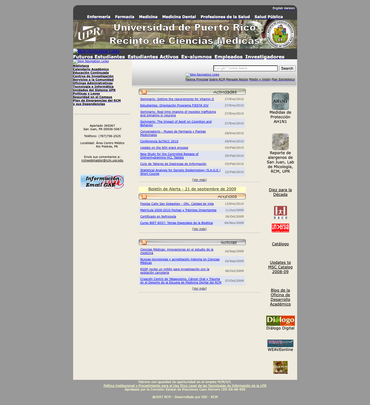Captura de Recinto de Ciencias Médicas del 27 de enero de 2010