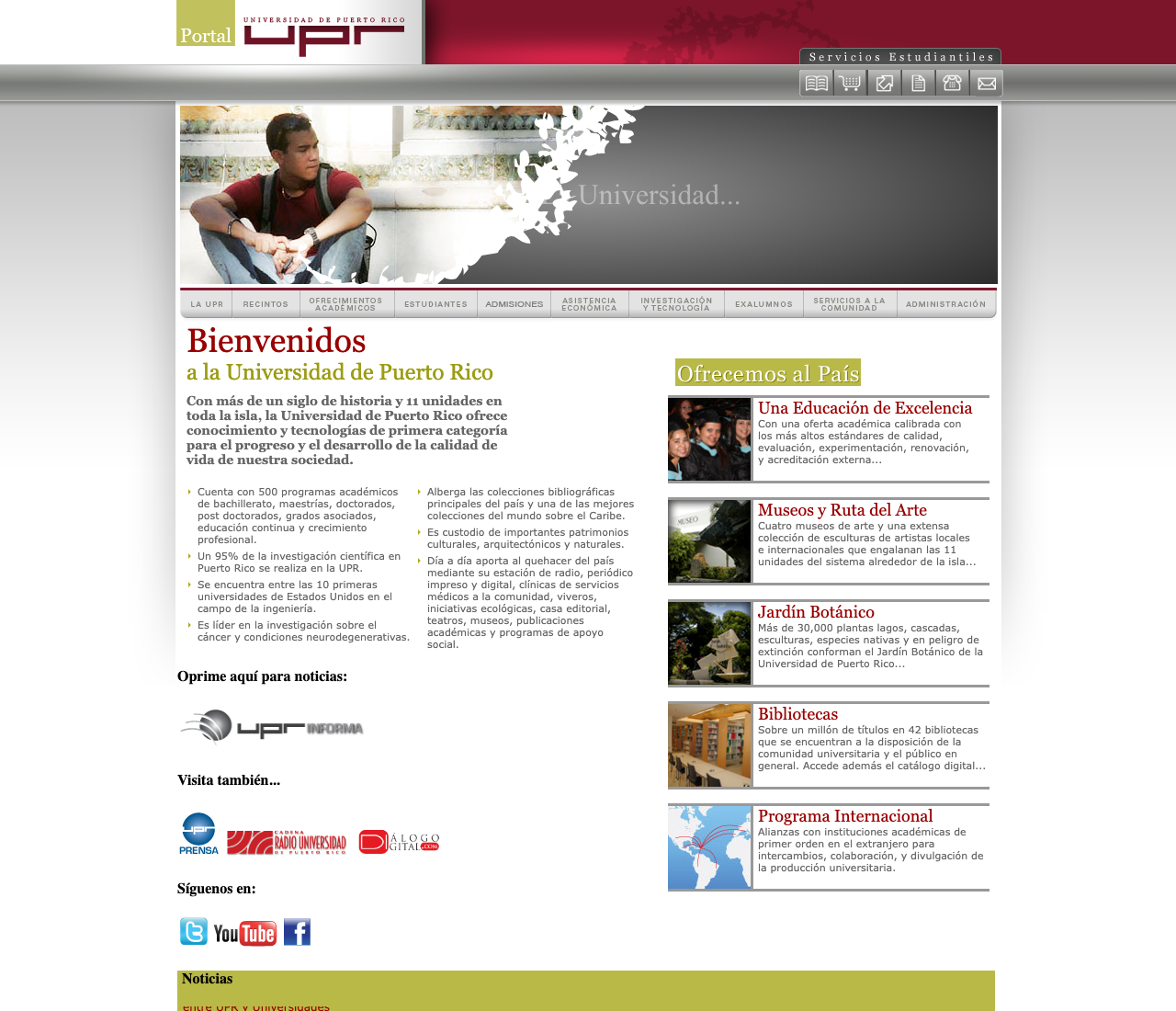 Captura de Portal de la UPR del 9 de junio de 2010