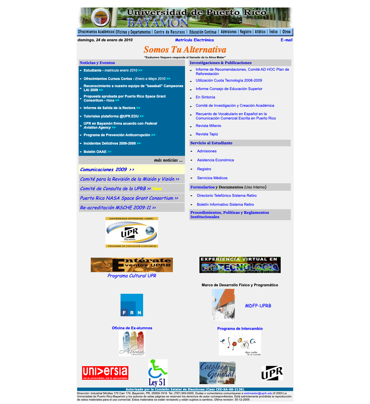 Captura de UPR-Bayamón del 24 de enero de 2010